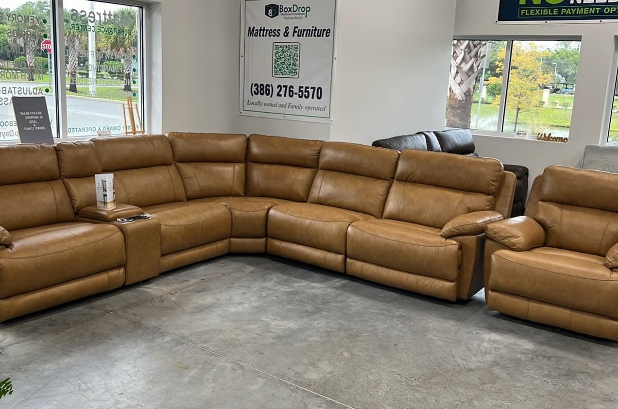 Leather Sofas & Loveseats at the BoxDrop Daytona Beach showroom